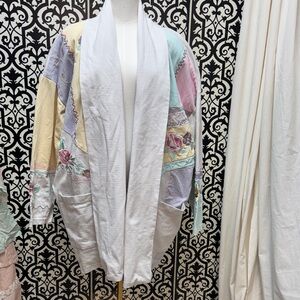 Together! Vintage Pastel Cotton Knit Top/jacket with embroidery